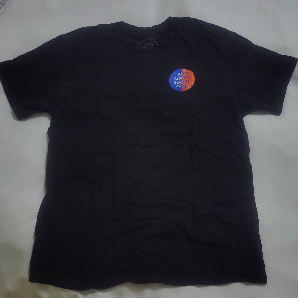 Anti Social Social Club Black T-shirt with Blue and Orange Logo (L)